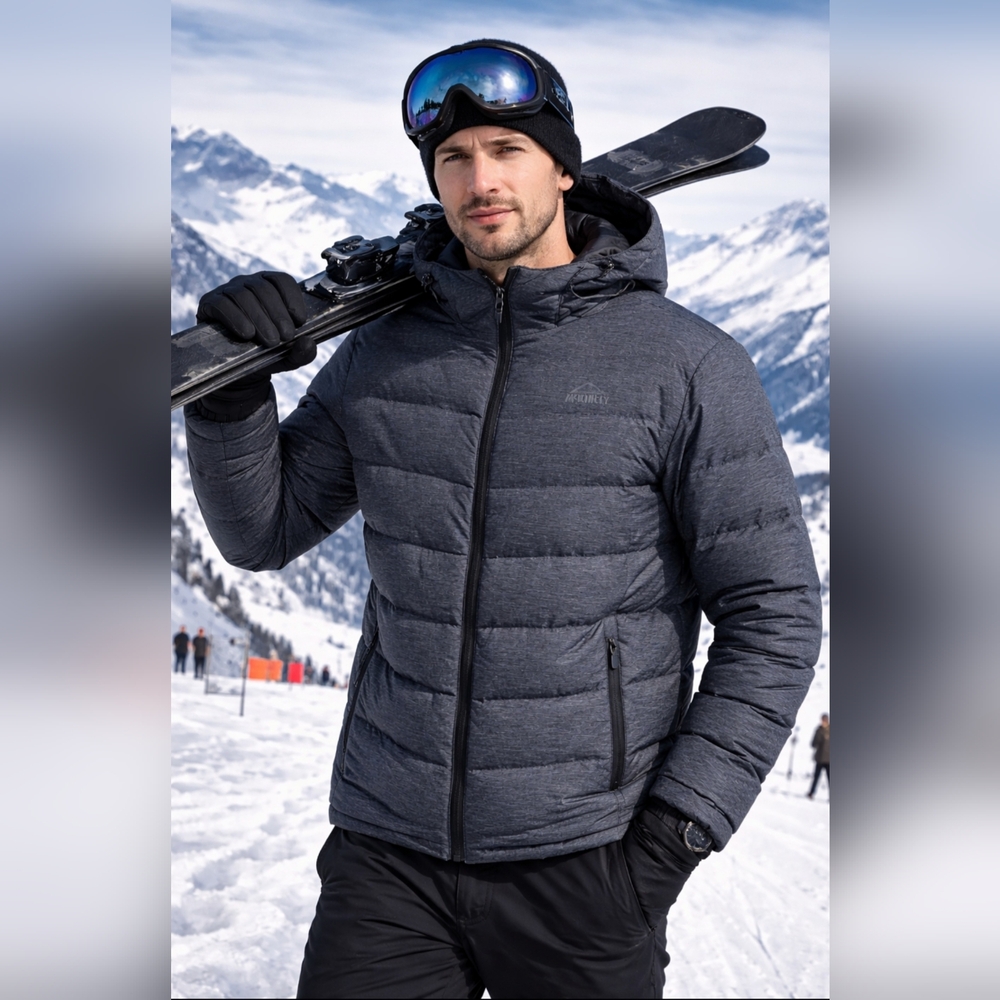 McKinley Men’s Dark Gray Down Jacket Hooded Duck Down Feather Size L